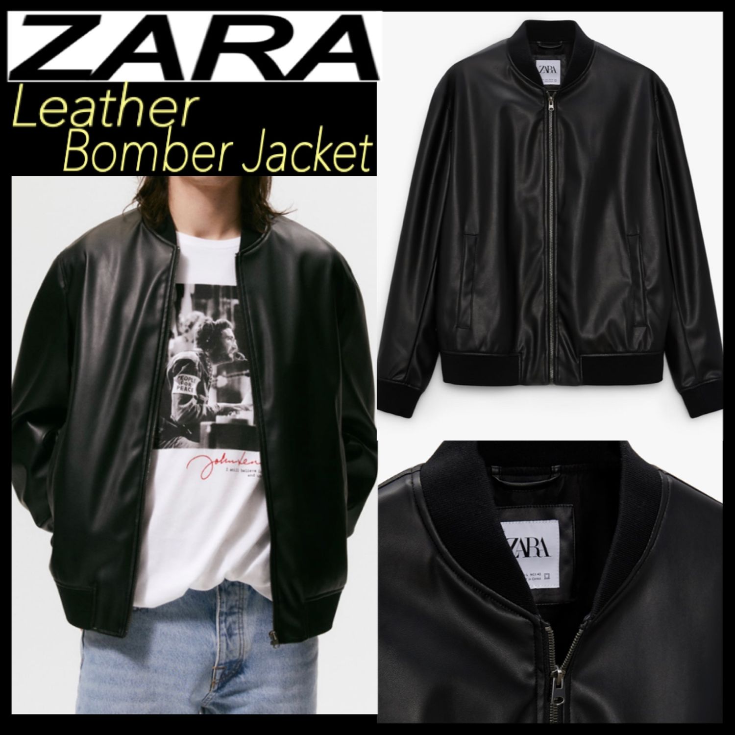 大人気 Zara ザラ 定番 フェイクレザー ボンバージャケット Zara レザージャケット Buyma