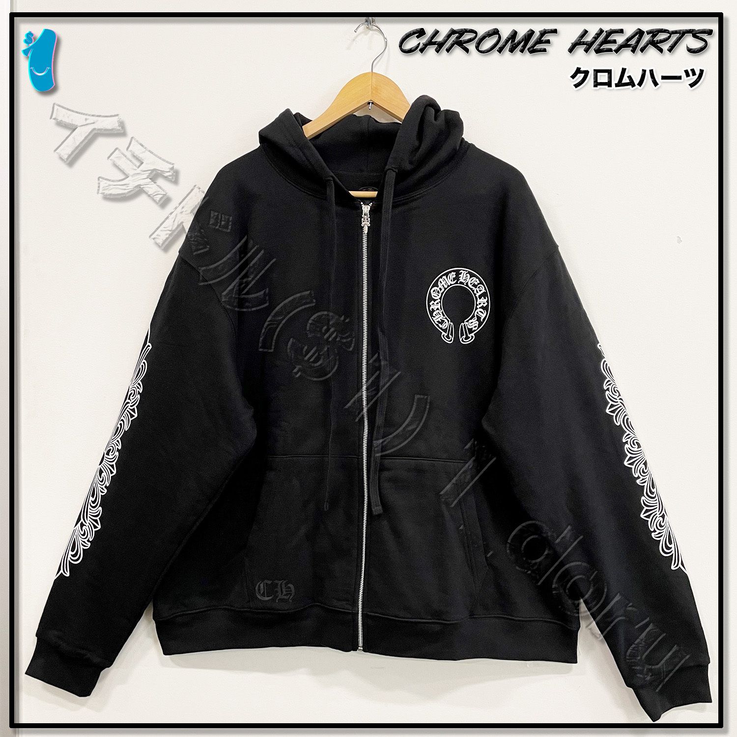 初期 chromehearts クロムハーツ パーカー サーマル スクロール