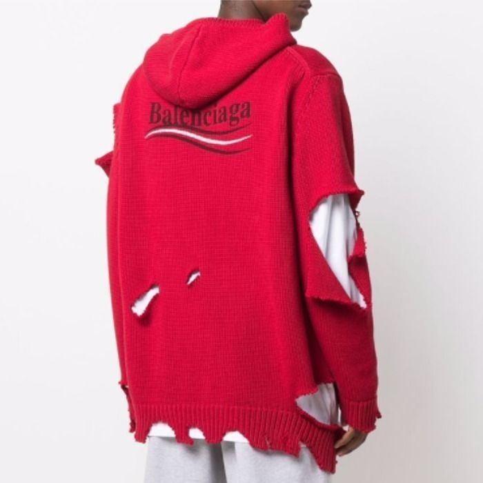 早期完売★BALENCIAGA ロゴ ダメージ スウェットパーカー★New 早期完売☆BALENCIAGA ロゴ ダメージ スウェットパーカー☆New