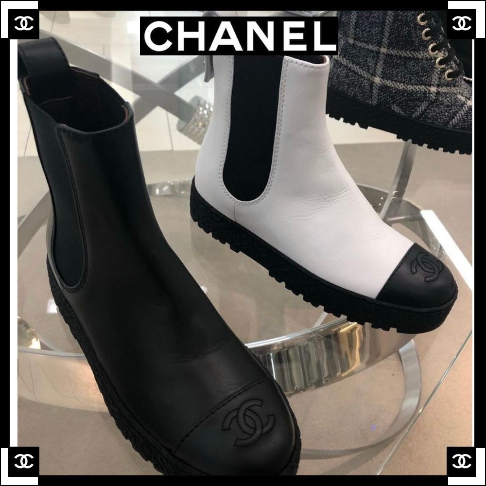 本物 シャネルブーツ 未使用 代引き人気 CHANEL♡キャンバス地♡サイドゴアブーツ ブーツ