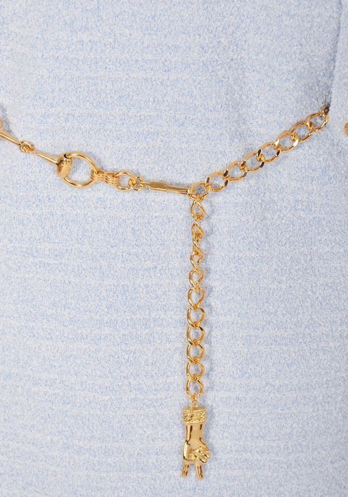 GUCCI】チェーンベルト付き コットンブレンド ツイード ドレス (GUCCI GUCCI】チェーンベルト付き コットンブレンド ツイード ドレス (GUCCI