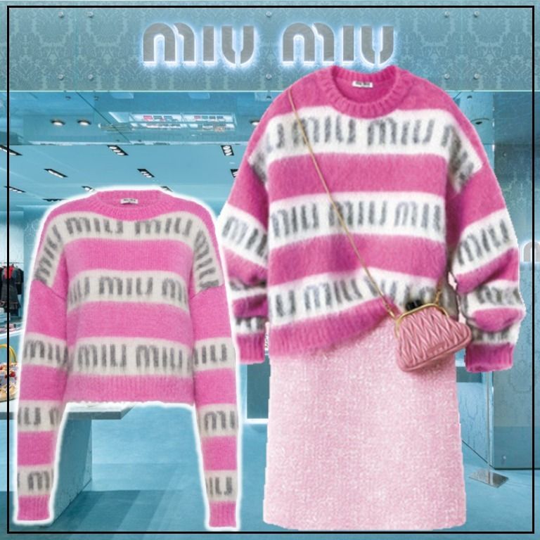 売れ筋新商品 miumiu ロゴニット - ニット/セーター