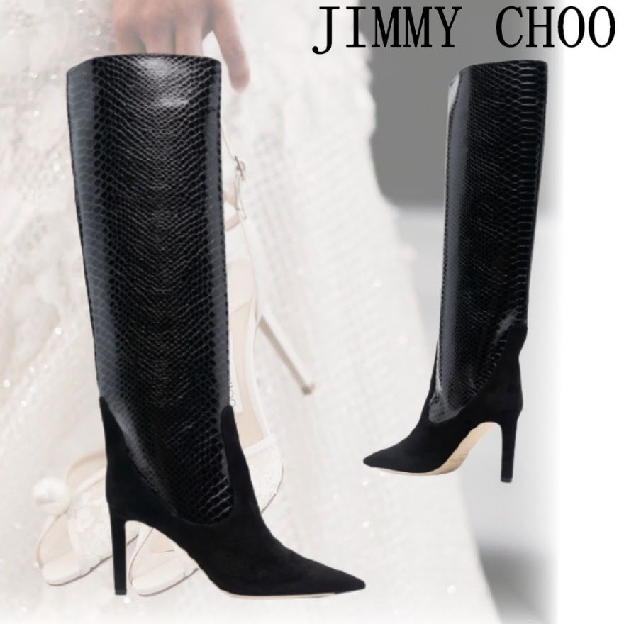 JIMMY CHOO ジミーチュウ MAVIS85 ロングブーツ スネーク レザー セールの時期 ジミーチューのブーツ ブーツ