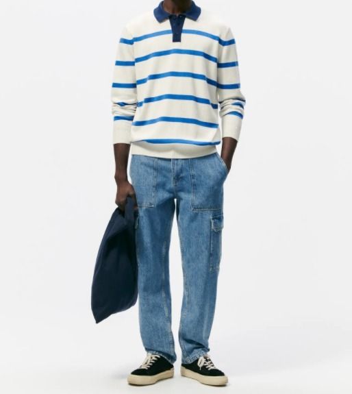 関税/送料込】*メンズZARA* ストライプ ニットポロシャツ (ZARA 関税/送料込】*メンズZARA* ストライプ ニットポロシャツ (ZARA