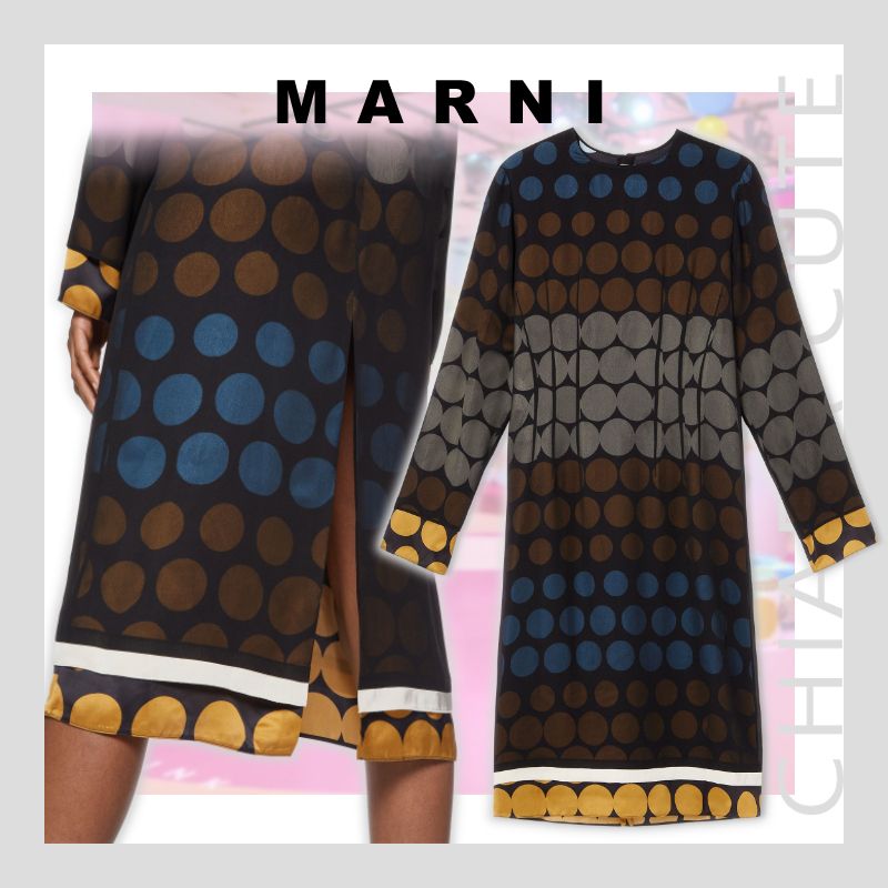 【21PF NEW】MARNI_women / Pop Poisプリント シルクドレス / 【21PF NEW】MARNI_women / Pop Poisプリント シルクドレス /