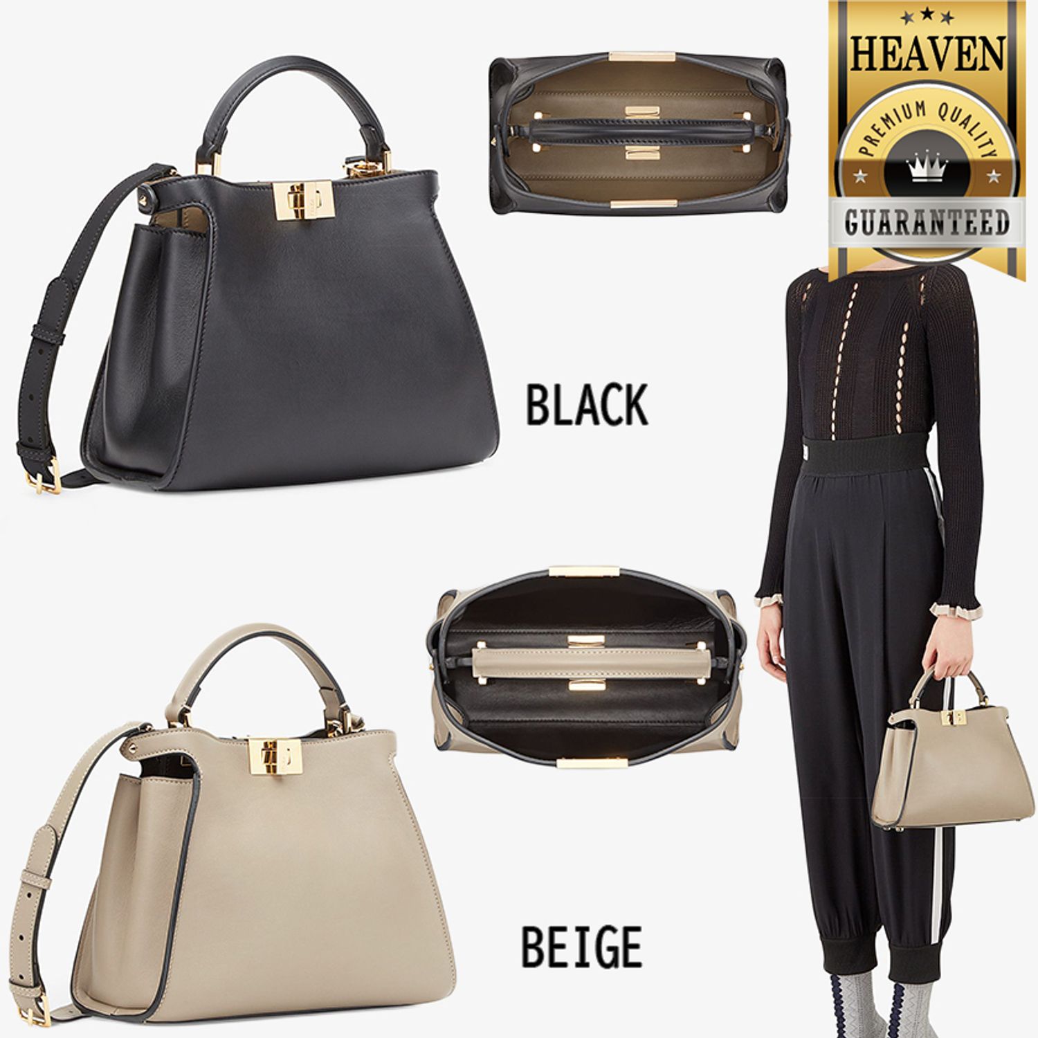 累積売上総額第１位 Fendi ピーカブー エッセンシャリー Fendi ハンドバッグ 8bn302smqf07pp Black 8bn302smqf11ca Beige Buyma
