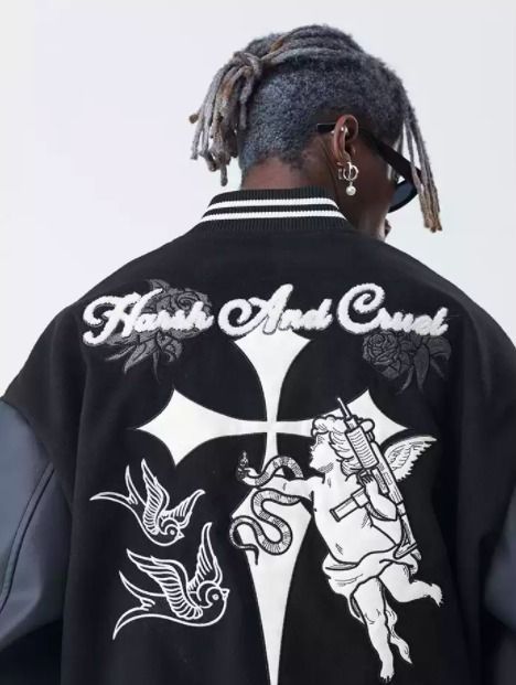 ☆関税送料込☆HARSH AND CRUEL 十字架 エンジェル スタジャン (HARSH ☆関税送料込☆HARSH AND CRUEL 十字架 エンジェル スタジャン (HARSH