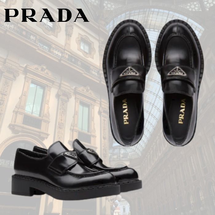 ☆PRADA☆ ブラッシュドレザー 厚底ローファー ☆PRADA☆ ブラッシュドレザー 厚底ローファー