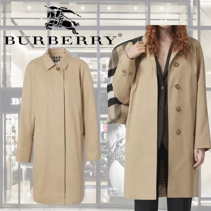 Burberry】コットンギャバジン カーコート 直営店 ハニー (Burberry ...