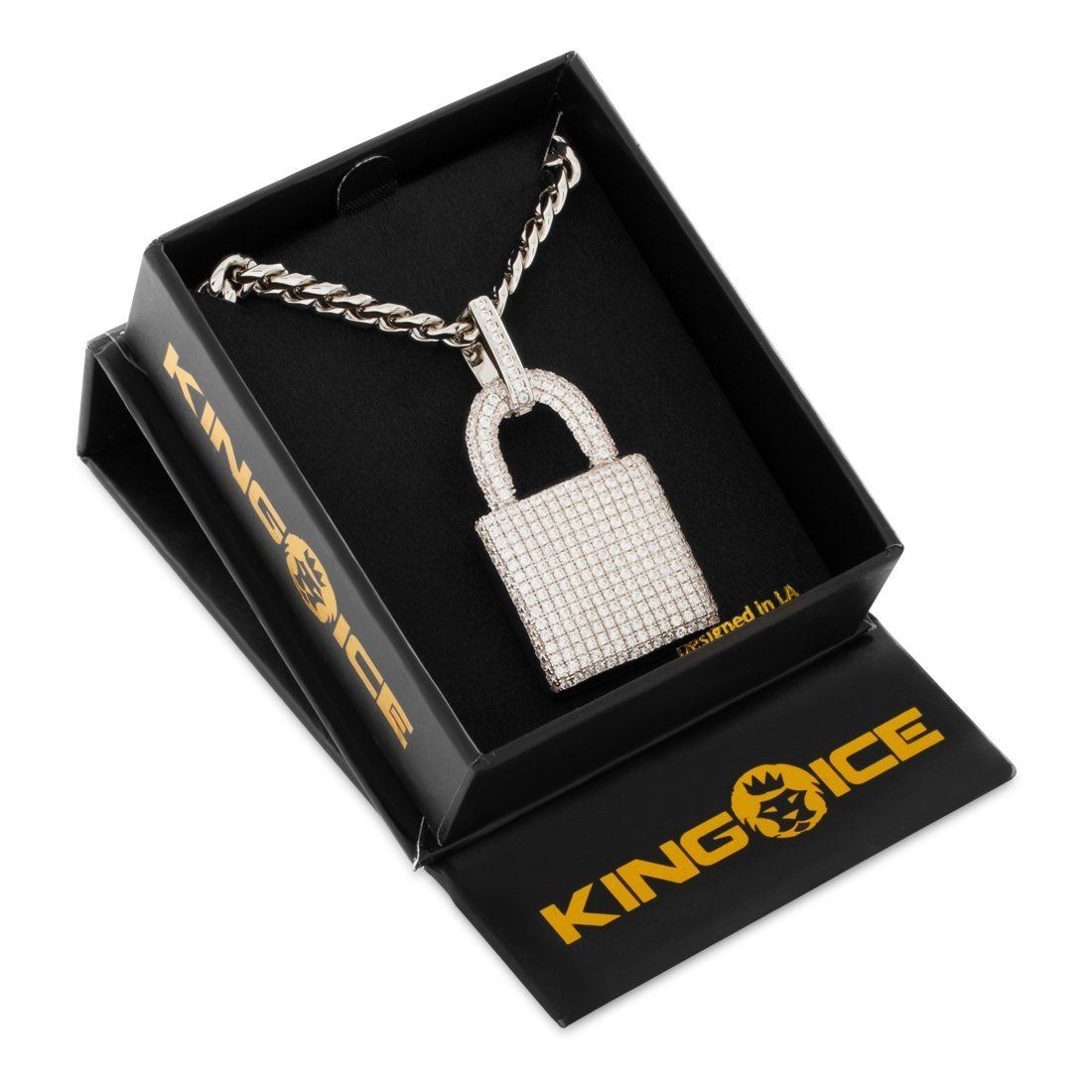 送税込【King Ice】ORIGINAL PADLOCK NECKLACE 1.6インチ☆(2色) King Ice】ICED ORIGINAL PADLOCK NECKLACE 1.6インチ☆(2色