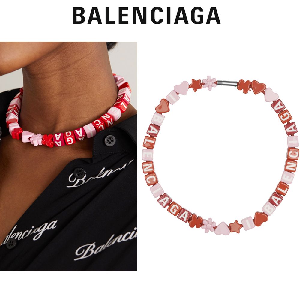 BALENCIAGA】ビーズ ロゴ☆トイ チョーカー Pink/Red 送関込 BALENCIAGA】ビーズ ロゴ☆トイ チョーカー Pink/Red 送関込