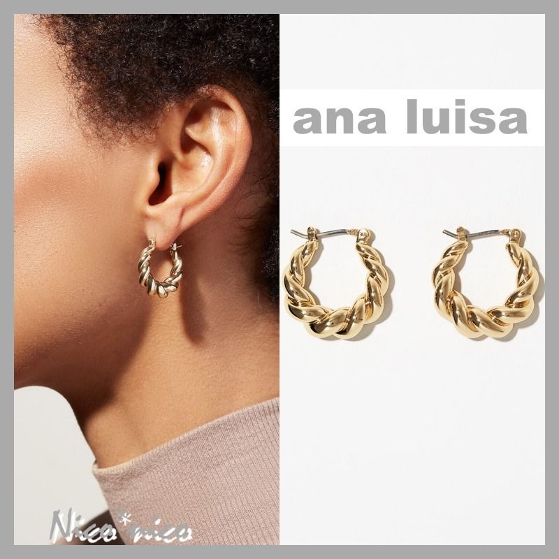 ana luisa】PARIS 14金 ツイストフープ ピアス*送料/関税込み