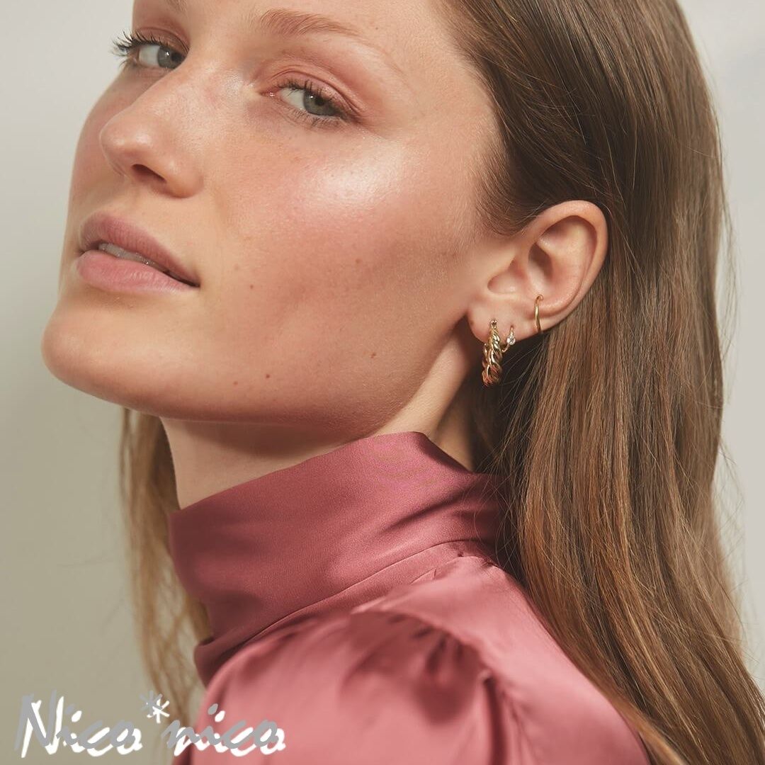 ana luisa】PARIS 14金 ツイストフープ ピアス*送料/関税込み