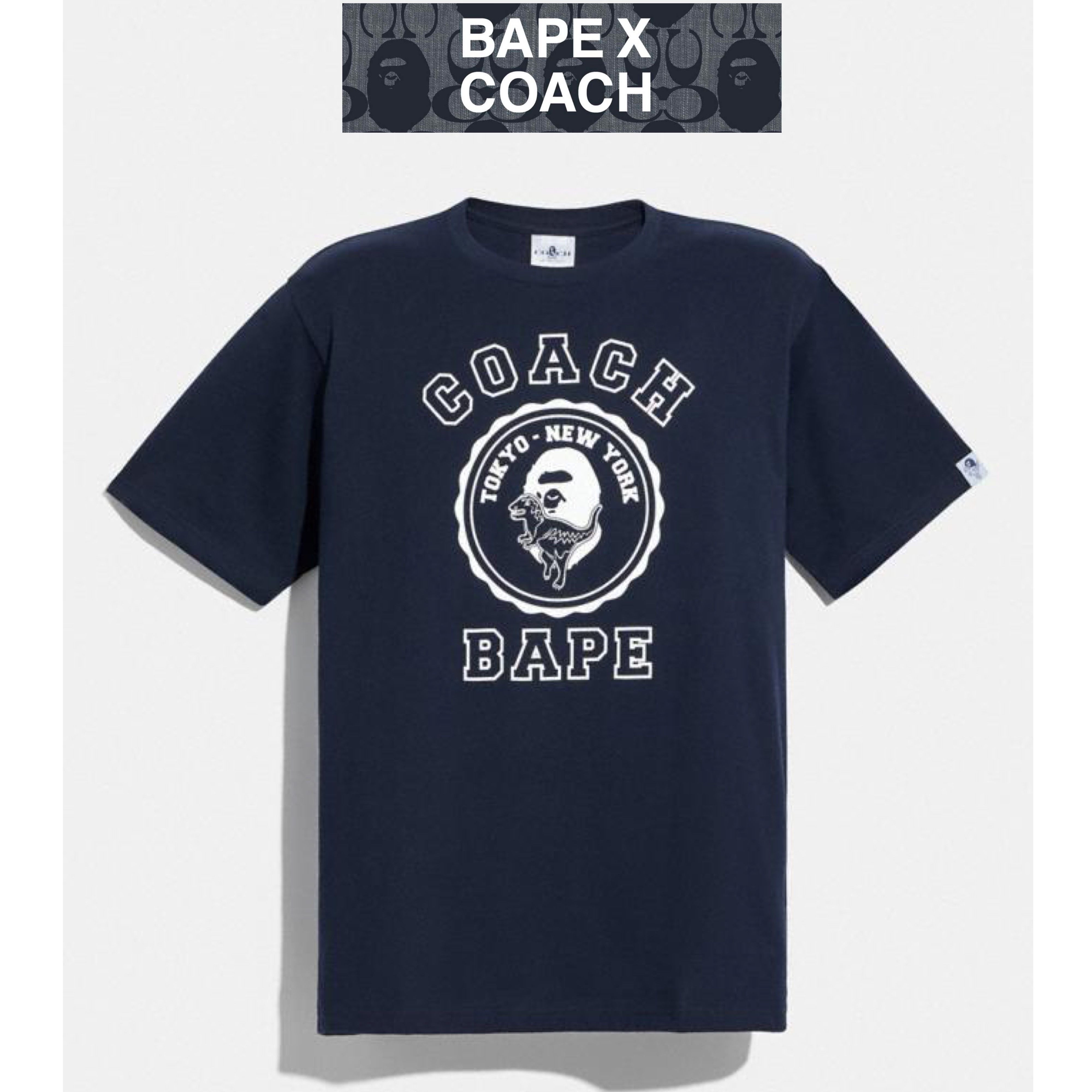 BAPE x Coach*限定コラボ♪即発/追跡付*College Tシャツ*C4881* (A 農相支援の新人当選 コラボ Tシャツ coach x bape Tシャツ/カットソー(半袖/袖なし)