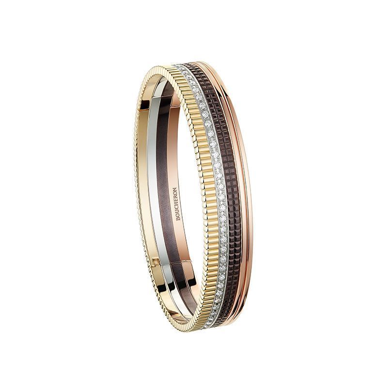 国内発◇BOUCHERON キャトル クラシック バングル ダイヤ 18K