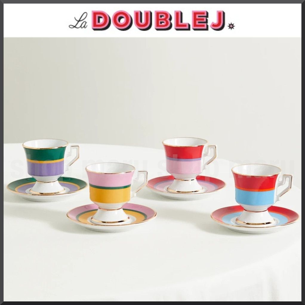 La Double J◇可愛い◇エスプレッソカップ&ソーサー4個セット (La 定期店舗販売 カップ&ソーサー、4個 食器