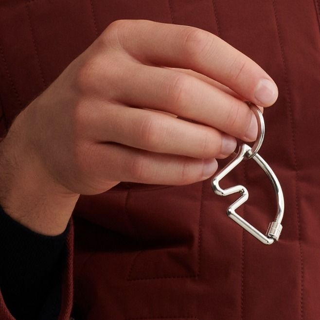 HERMES エルメス キーホルダー キーリング チャーム 馬 シルバー ...
