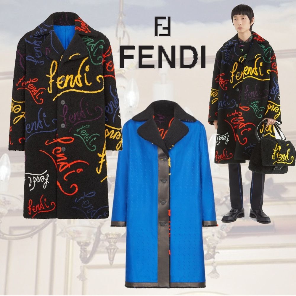 FENDI*極上のラグジュアリー感漂うロゴリバーシブルコート (FENDI 在庫処分価格 FENDI リバーシブルコート ナイロンジャケット