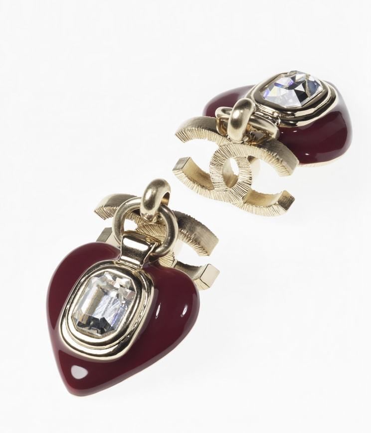 揺れるハートが可愛い♪】CHANEL ピアス バーガンディー (CHANEL 揺れるハートが可愛い♪】CHANEL ピアス バーガンディー (CHANEL