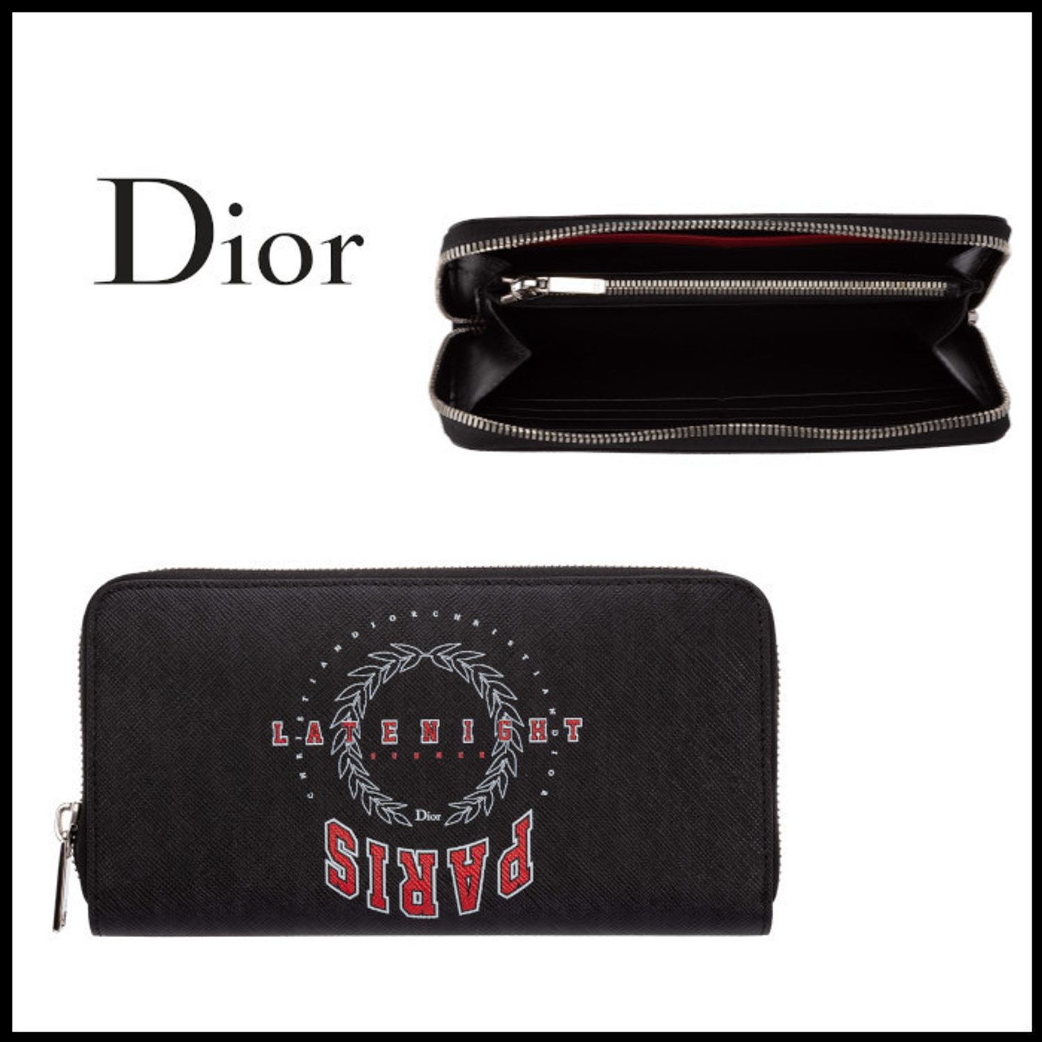 赤いパーカーに合わせやすいディオールの長財布 メンズ ロゴ入り Dior 長財布 2lnbc011xyo Buyma