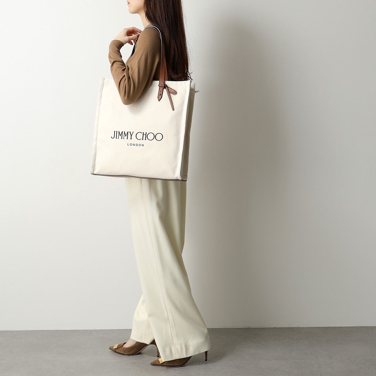 Jimmy Choo トートバッグ LOGO TOTE FFQ キャンバス (Jimmy Choo ...