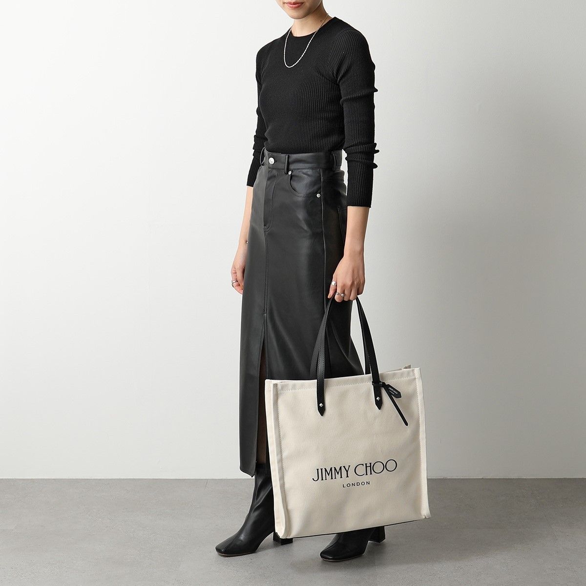 Jimmy Choo トートバッグ LOGO TOTE FFQ キャンバス (Jimmy Choo ...