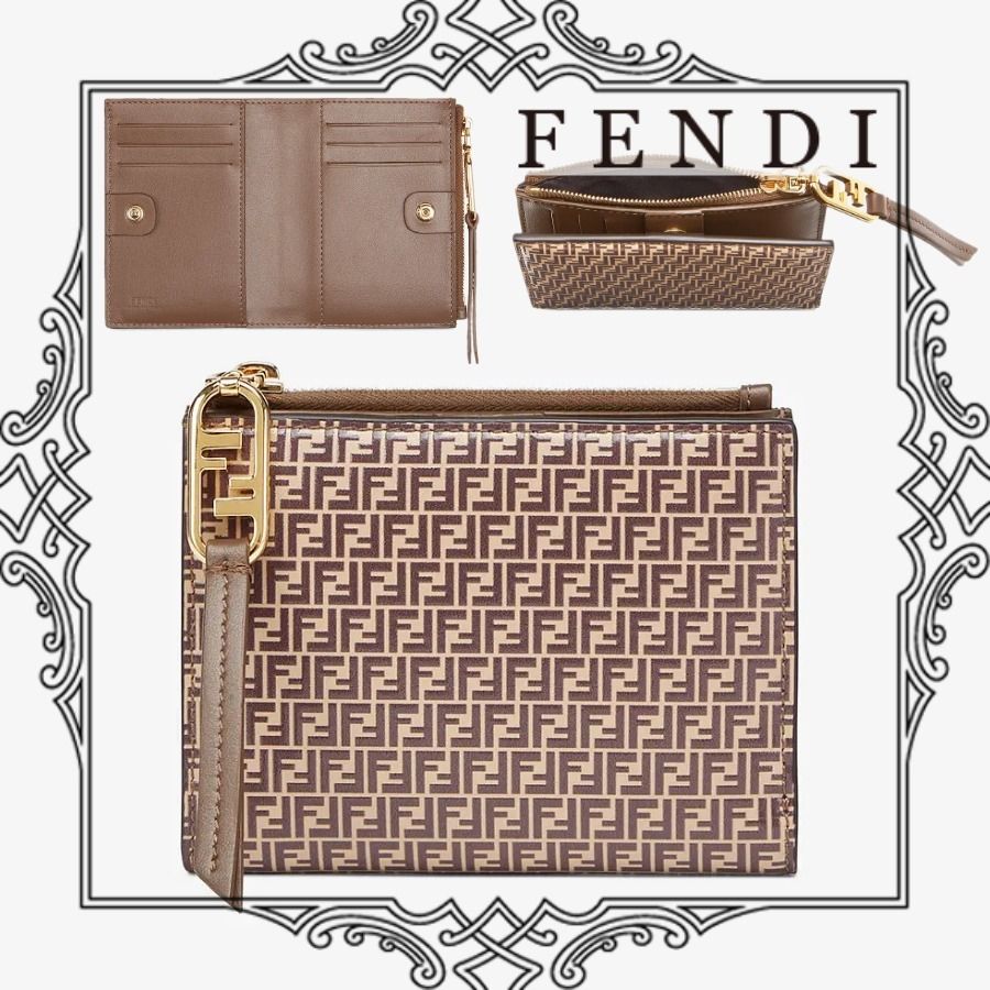 FENDI ミディアム財布 ベージュレザー FF 国内直営店 すぐ届く (FENDI 公式サイト フェンディ 財布 ミディアム FENDI 折り財布