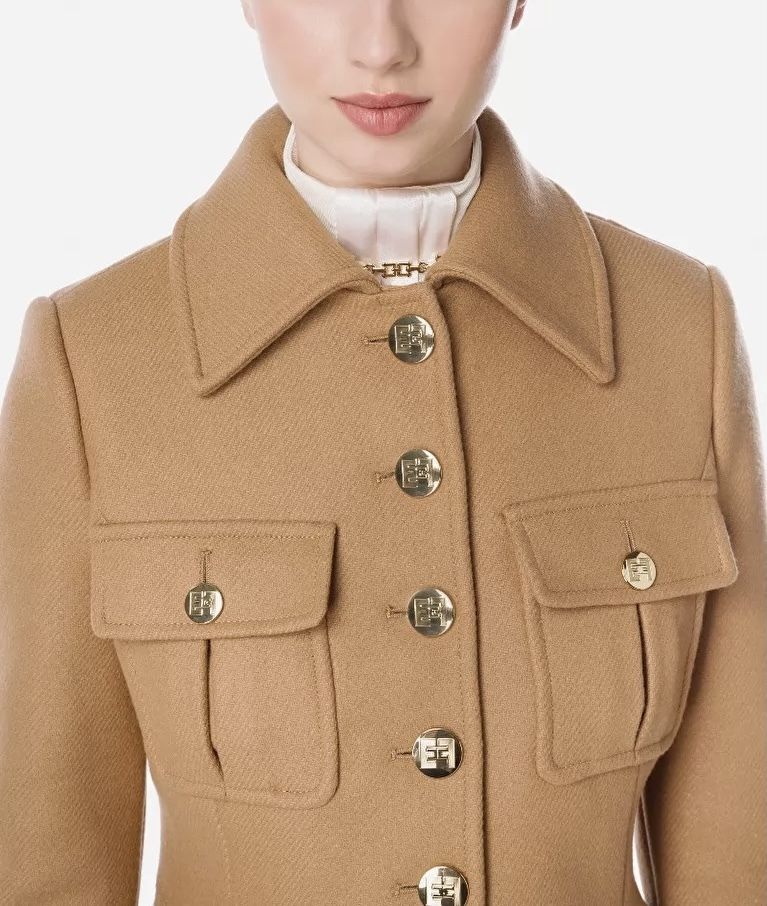 ELISABETTA FRANCHI】ショート ウールブレンド コート (ELISABETTA ELISABETTA FRANCHI】ショート ウールブレンド コート (ELISABETTA