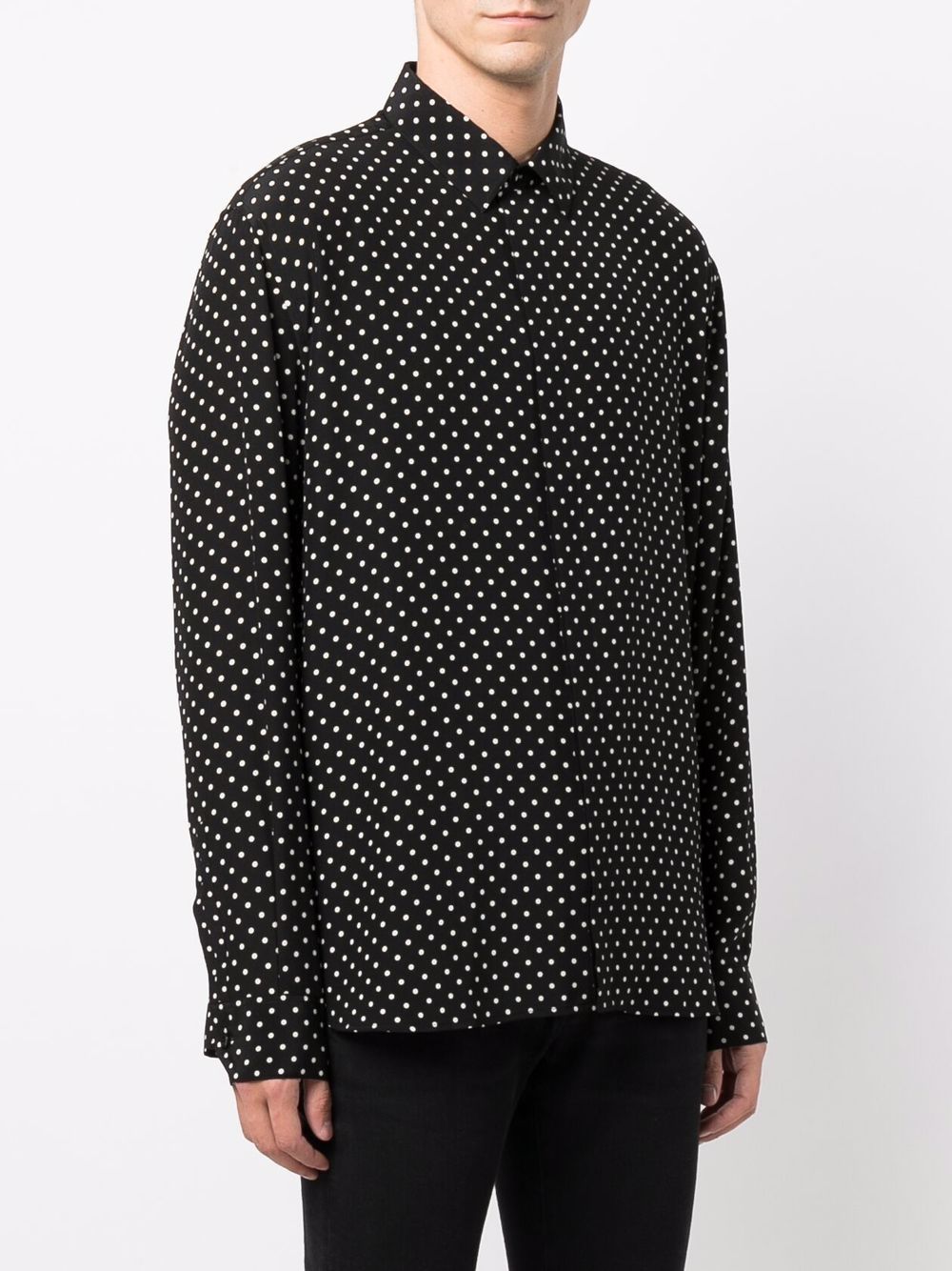 SAINT LAURENT サンローラン シルクシャツ ドット柄 長袖 関税込 SAINT LAURENT サンローラン シルクシャツ ドット柄 長袖 関税込
