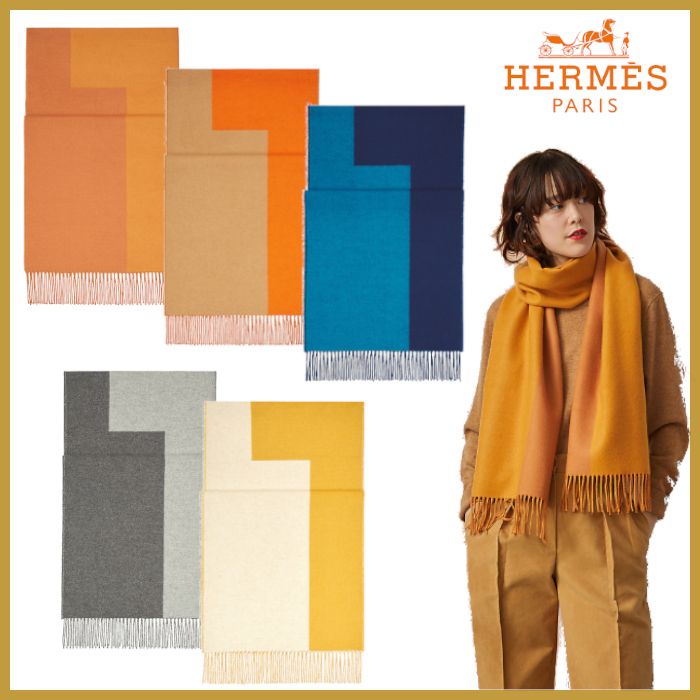 エルメス☆マフラー ダブルH カシミヤ100% 日本未入荷色 (HERMES エルメス☆マフラー ダブルH カシミヤ100% 日本未入荷色 (HERMES