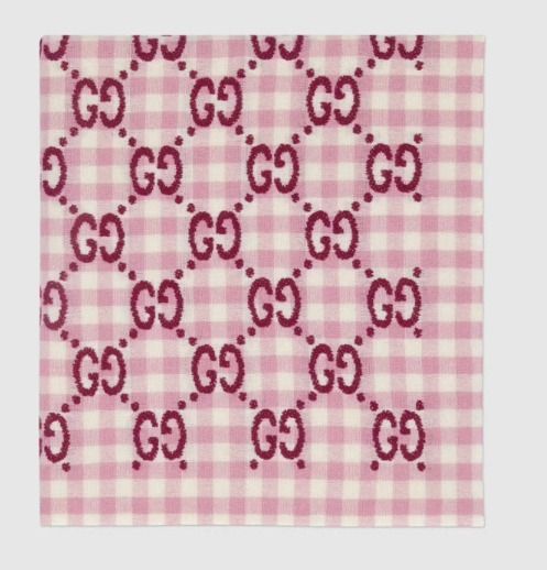 国内発送☆GUCCI】GGチェック ロゴ ウール ブランケット 毛布 (GUCCI