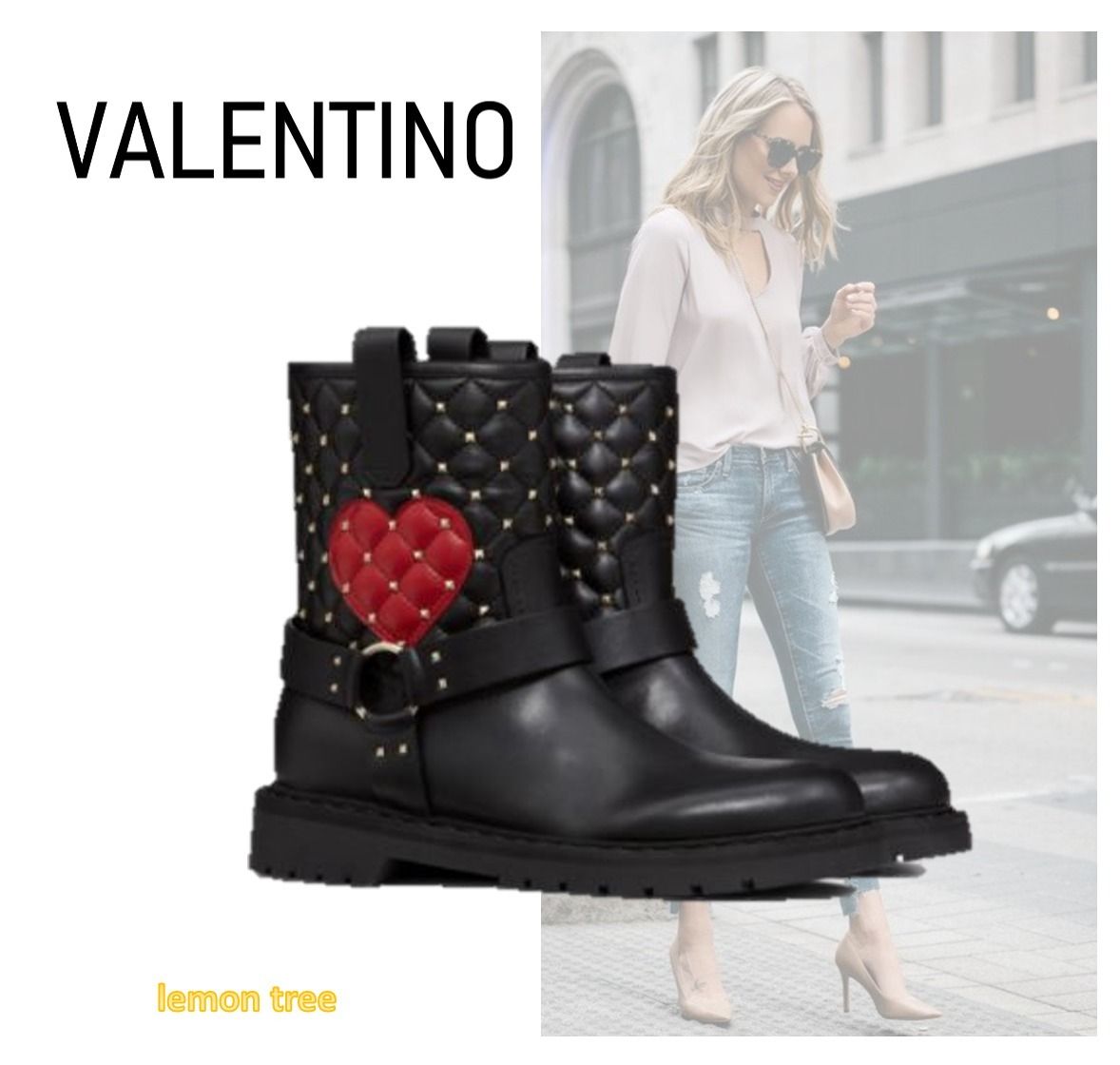 ヴァレンティノ ショートブーツ ラムスキン 可愛いハート (VALENTINO 安い純正品 ヴァレンティノ VALENTINO ショートブーツ ブーツ