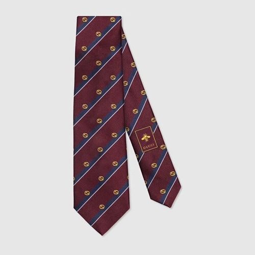 【GUCCI】即対応インターロッキングGストライプ シルク ネクタイ 【GUCCI】即対応インターロッキングGストライプ シルク ネクタイ