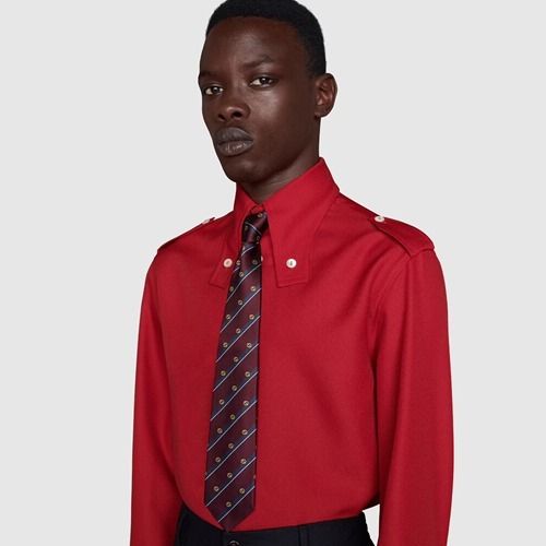 GUCCI】即対応インターロッキングGストライプ シルク ネクタイ (GUCCI GUCCI】即対応インターロッキングGストライプ シルク ネクタイ (GUCCI