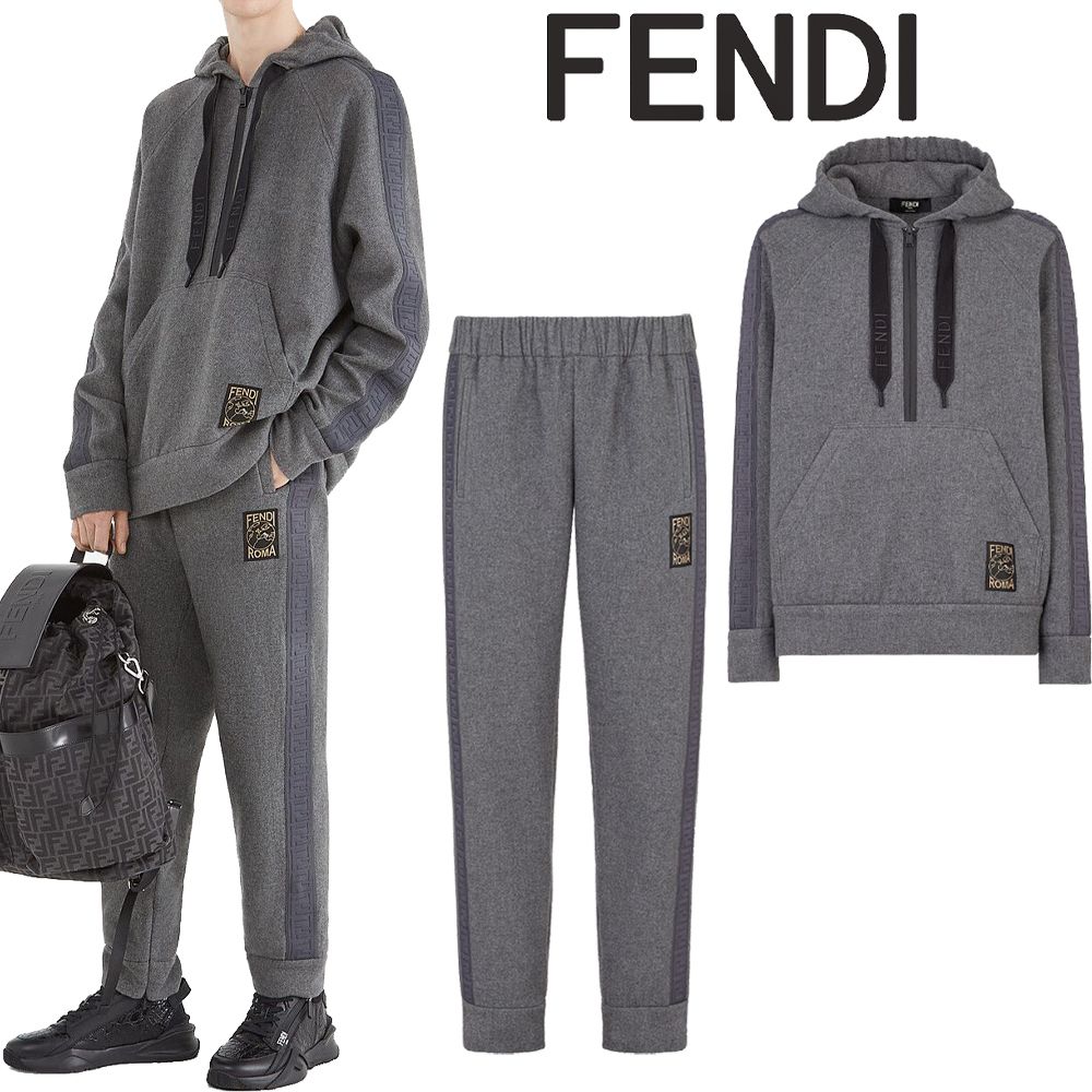 FENDI】FF モチーフ☆カシミヤ混 パーカー& パンツ Gray (FENDI