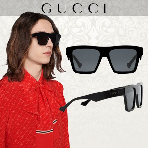 21AW GUCCIグッチ ロゴレタリングスクエアサングラス ブラック (GUCCI 【バイデン大統領】 グッチロゴサングラス サングラス/メガネ