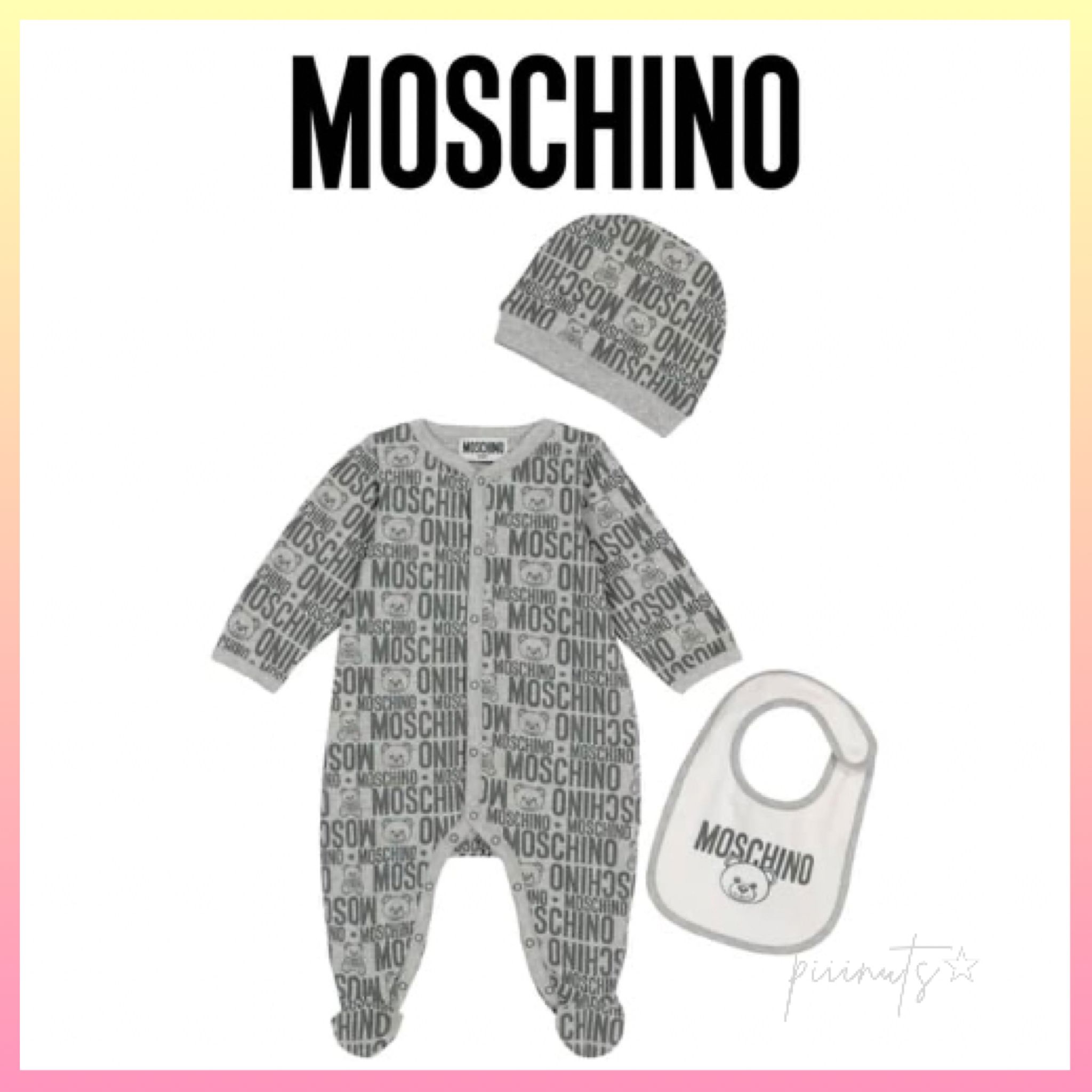 関送込【MOSCHINO】ロンパース スタイ 帽子 セット *1-12M* (Moschino 関送込【MOSCHINO】ロンパース スタイ 帽子 セット *1-12M* (Moschino