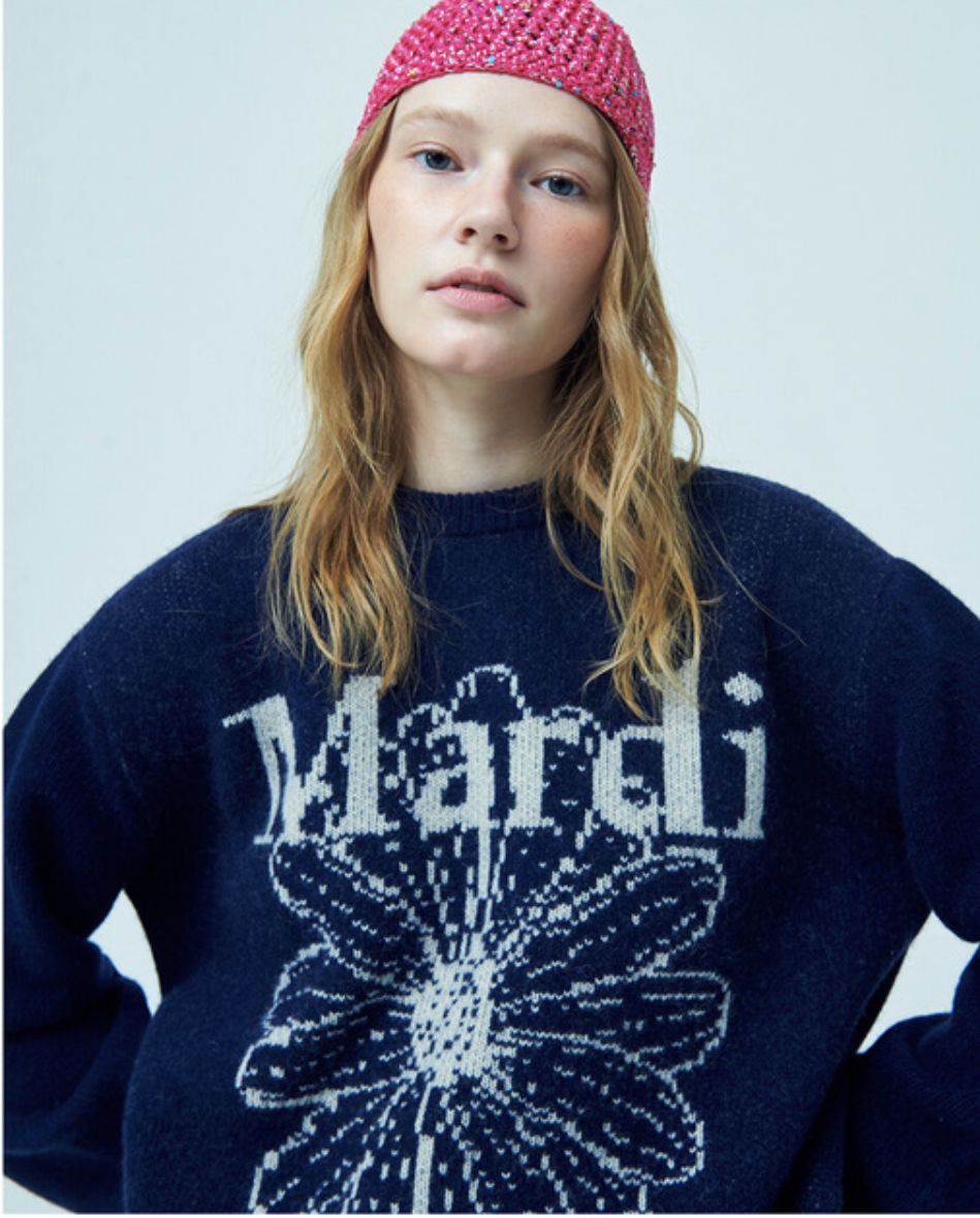 Mardi Mercredi】CASHMERE BLENDED PULLOVER FLOWER (Mardi Mercredi Mardi Mercredi】CASHMERE BLENDED PULLOVER FLOWER (Mardi Mercredi