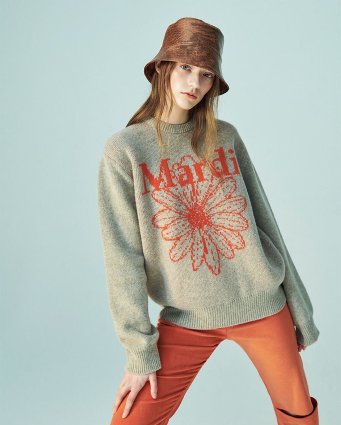 Mardi Mercredi】CASHMERE BLENDED PULLOVER FLOWER (Mardi Mercredi Mardi Mercredi】CASHMERE BLENDED PULLOVER FLOWER (Mardi Mercredi