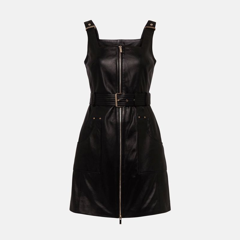 ★Karen Millen★レザーバックル スクエアネック ジップドレス ★Karen Millen★レザーバックル スクエアネック ジップドレス