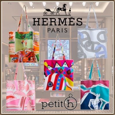 HERMES petit h シルクトートバッグ カラーランダム フランス発【Hermes】Petit H シルクトート 巾着付き DHL発送
