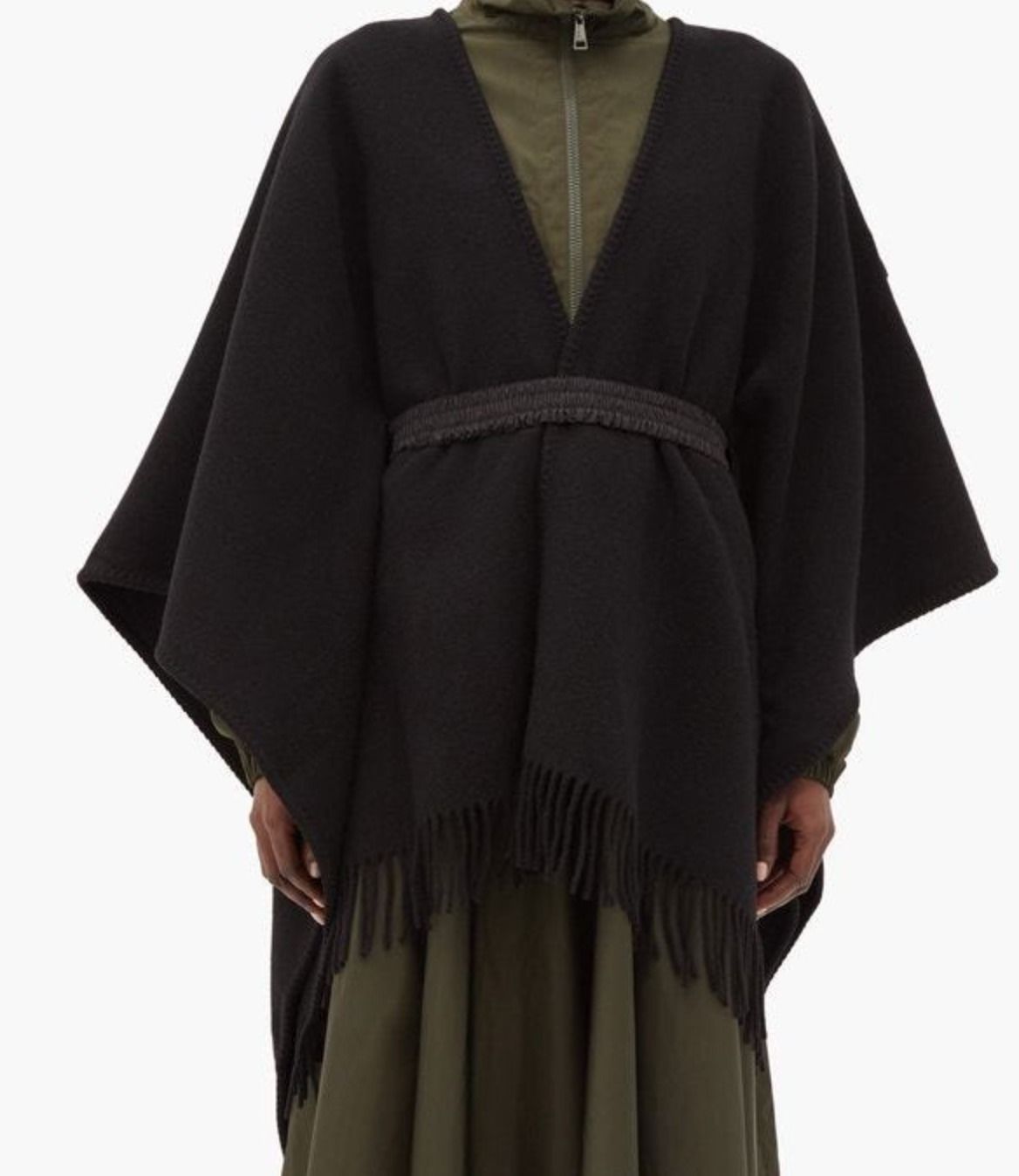 Aランク モンクレール MONCLER ベルト付きウールケープ MANTELLA