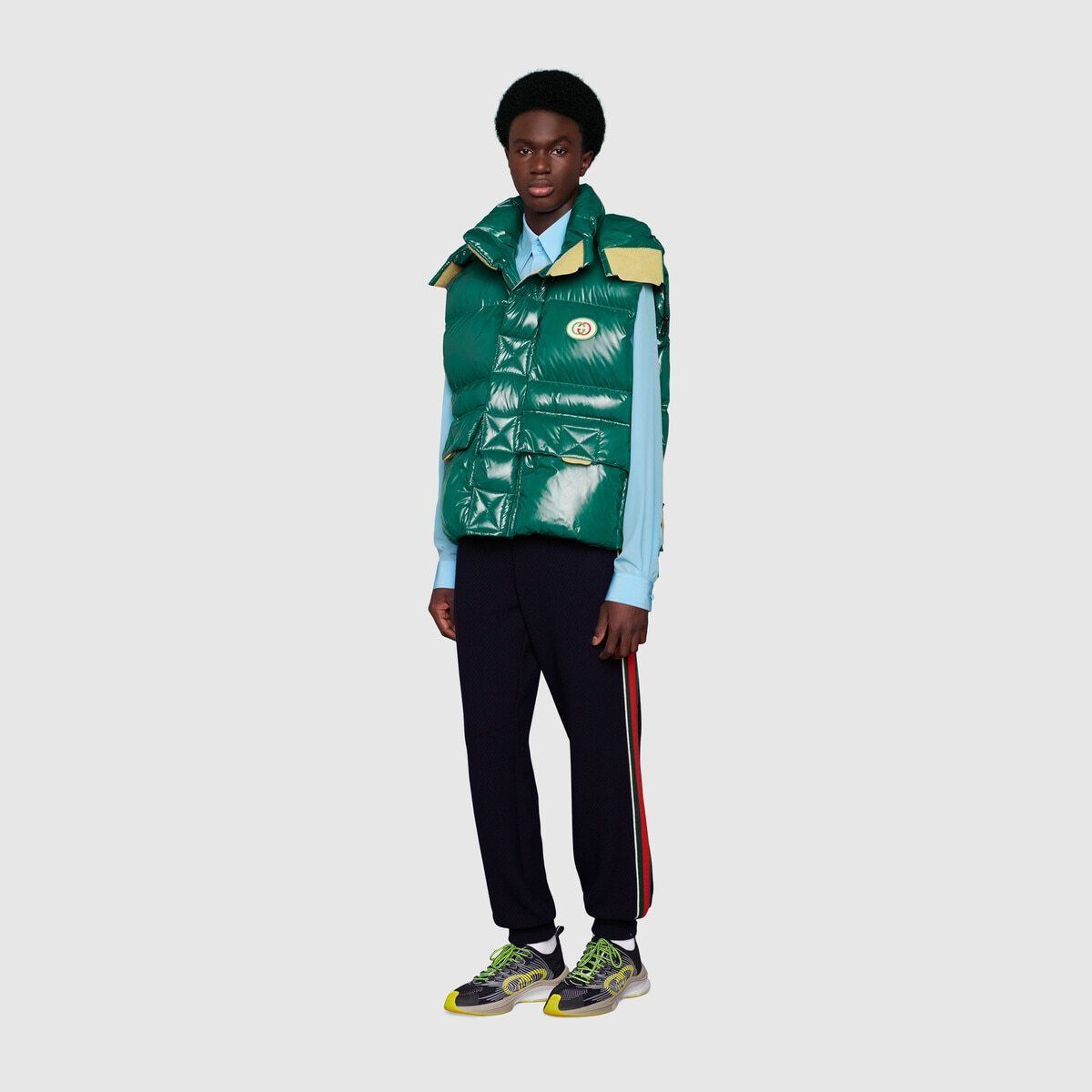 21AW GUCCIグッチ インターロッキングGパッチダウンベスト (GUCCI 人気ショップ GUCCI 21AW グッチ ニット ウール インターロッキングG リバーシブル ニット/セーター