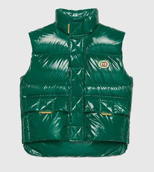 21AW GUCCIグッチ インターロッキングGパッチダウンベスト (GUCCI 人気ショップ GUCCI 21AW グッチ ニット ウール インターロッキングG リバーシブル ニット/セーター