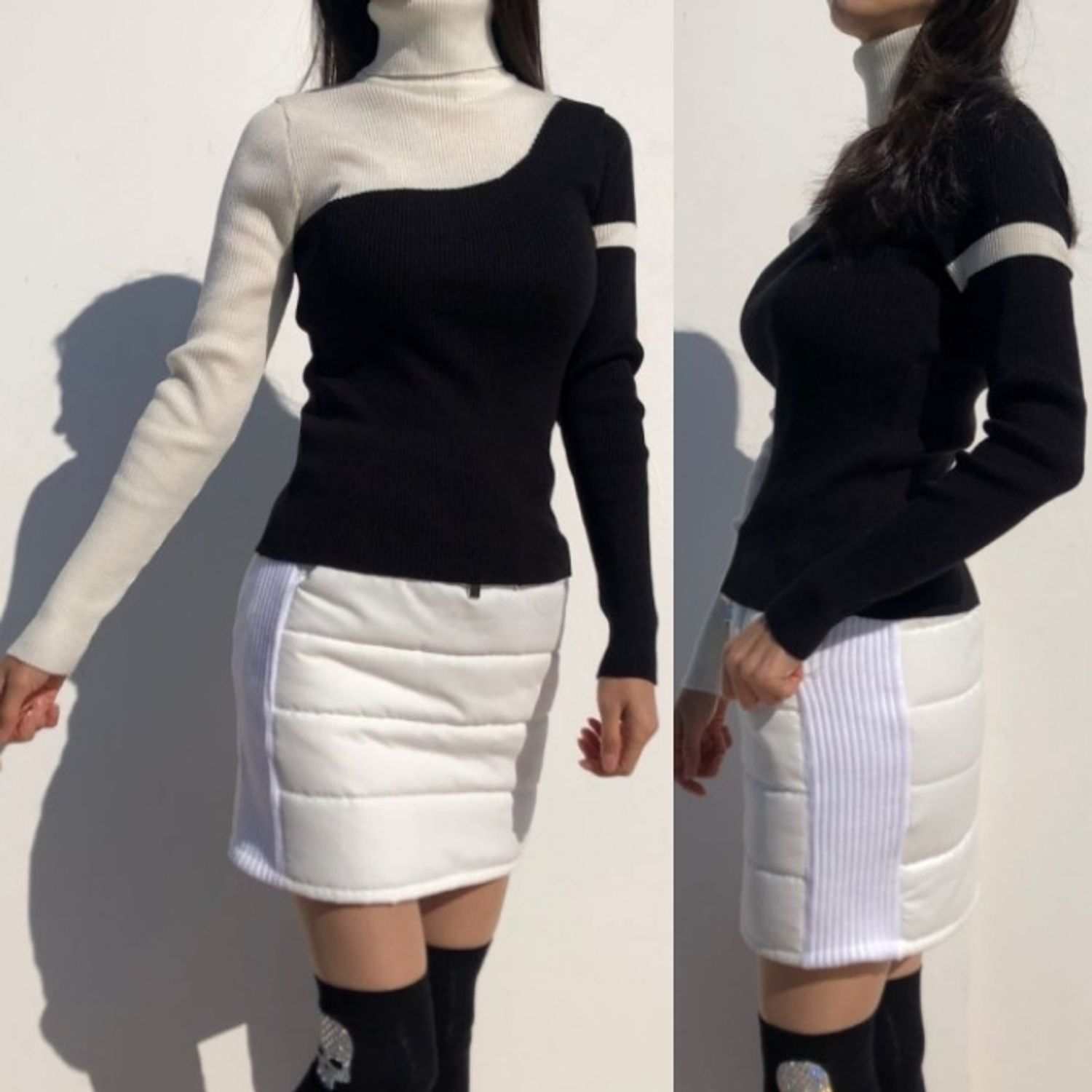韓国 ゴルフウェア 長袖ニット タートルネック セーター レディース トップス Buyma