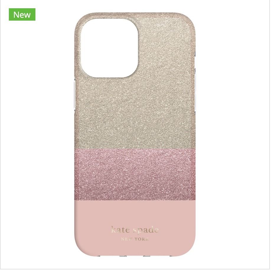 katespade iPhone13ProMaxケース グリッターブロックピンク