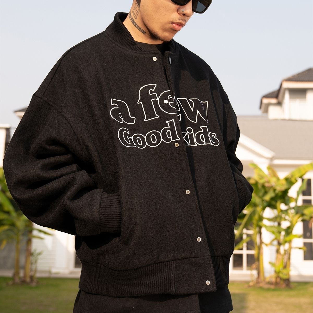 AFGK スタジャン エンジェルロゴ ベースボール ジャケット (A FEW GOOD AFGK スタジャン エンジェルロゴ ベースボール ジャケット (A FEW GOOD