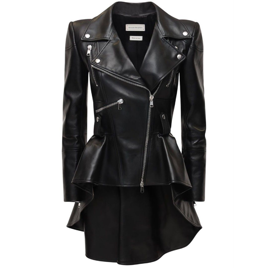 Alexander McQUEEN ペプラム アシンメトリー バイカージャケット Alexander McQUEEN ペプラム アシンメトリー バイカージャケット