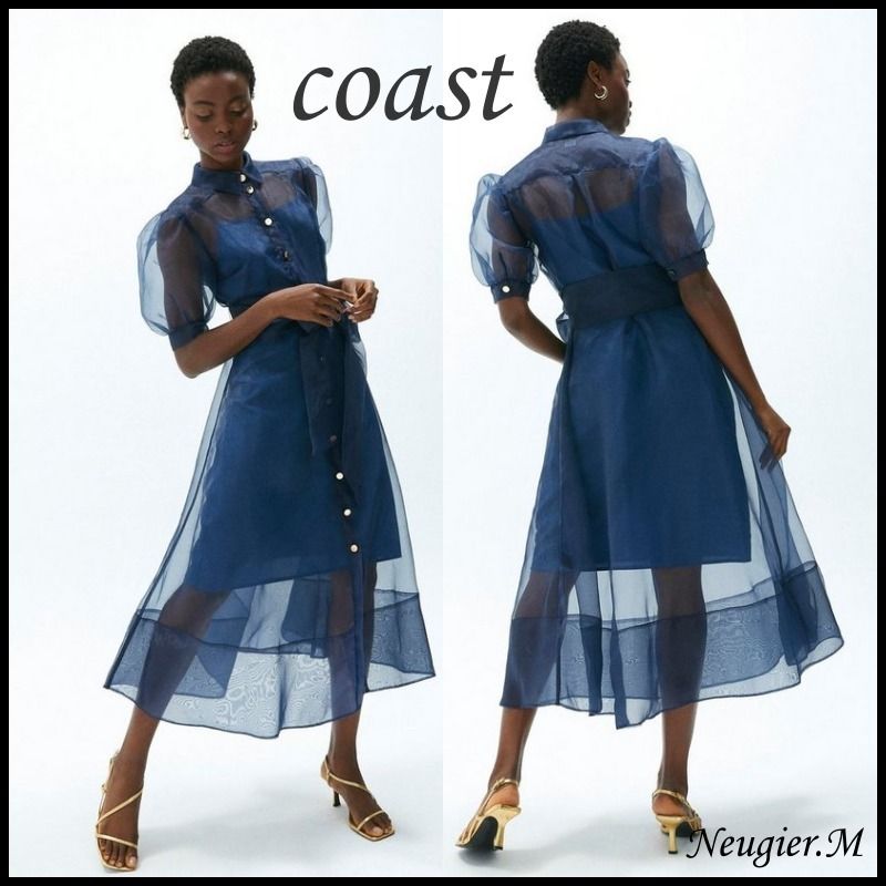 coast~*オーガンザパフスリーブシャツドレス*☆送料込☆ (Coast coast~*オーガンザパフスリーブシャツドレス*☆送料込☆ (Coast