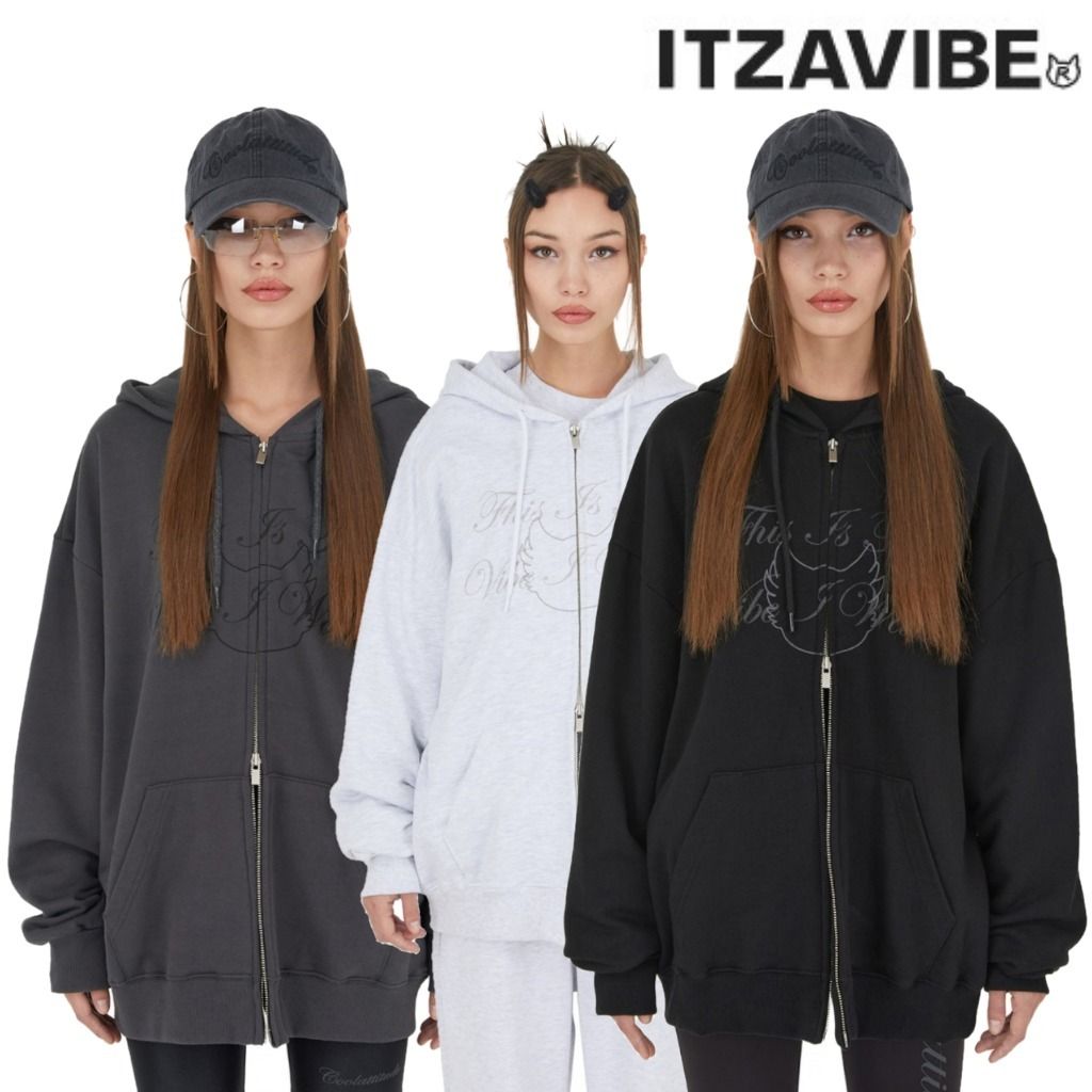 ITZAVIBE】SIGNATURE GRAPHIC HOODIE ZIP-UP ☆ 韓国人気